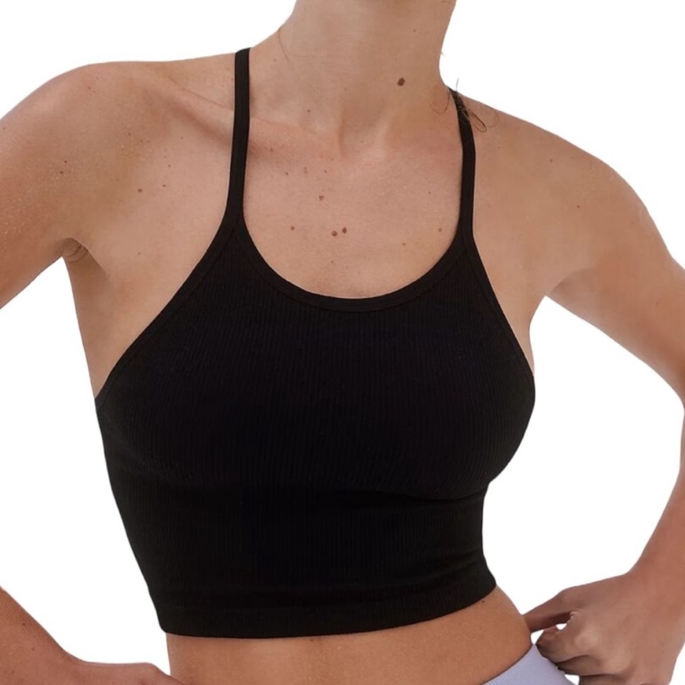 NWOT Free People FP Movement XS/S Black Happiness Runs Crop Tank